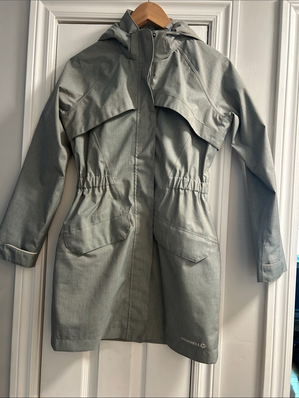 Merrell Women's Light Gray Hooded Trench Coat